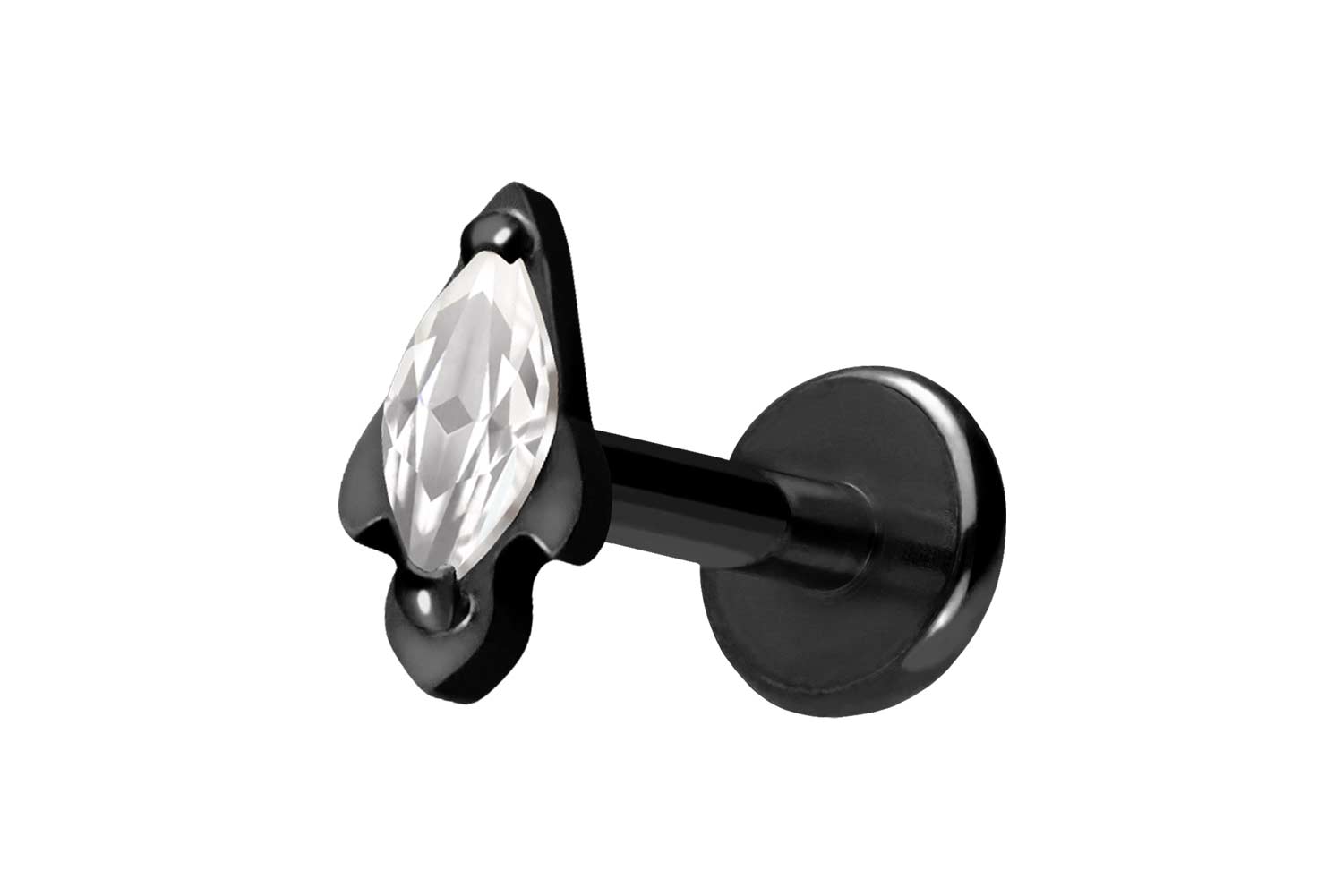 Titan Labret Piercing mit Push Fit KRISTALLRAKETE